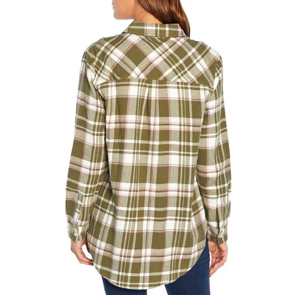 Gap Women's Boyfriend Flannel Top Button Up Size XS Piper Green NWT - Picture 3 of 7